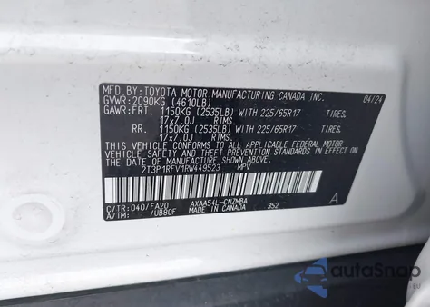 2024 Toyota Rav4 Xle from USA, damaged, VIN 2T3P1RFV1RW449523